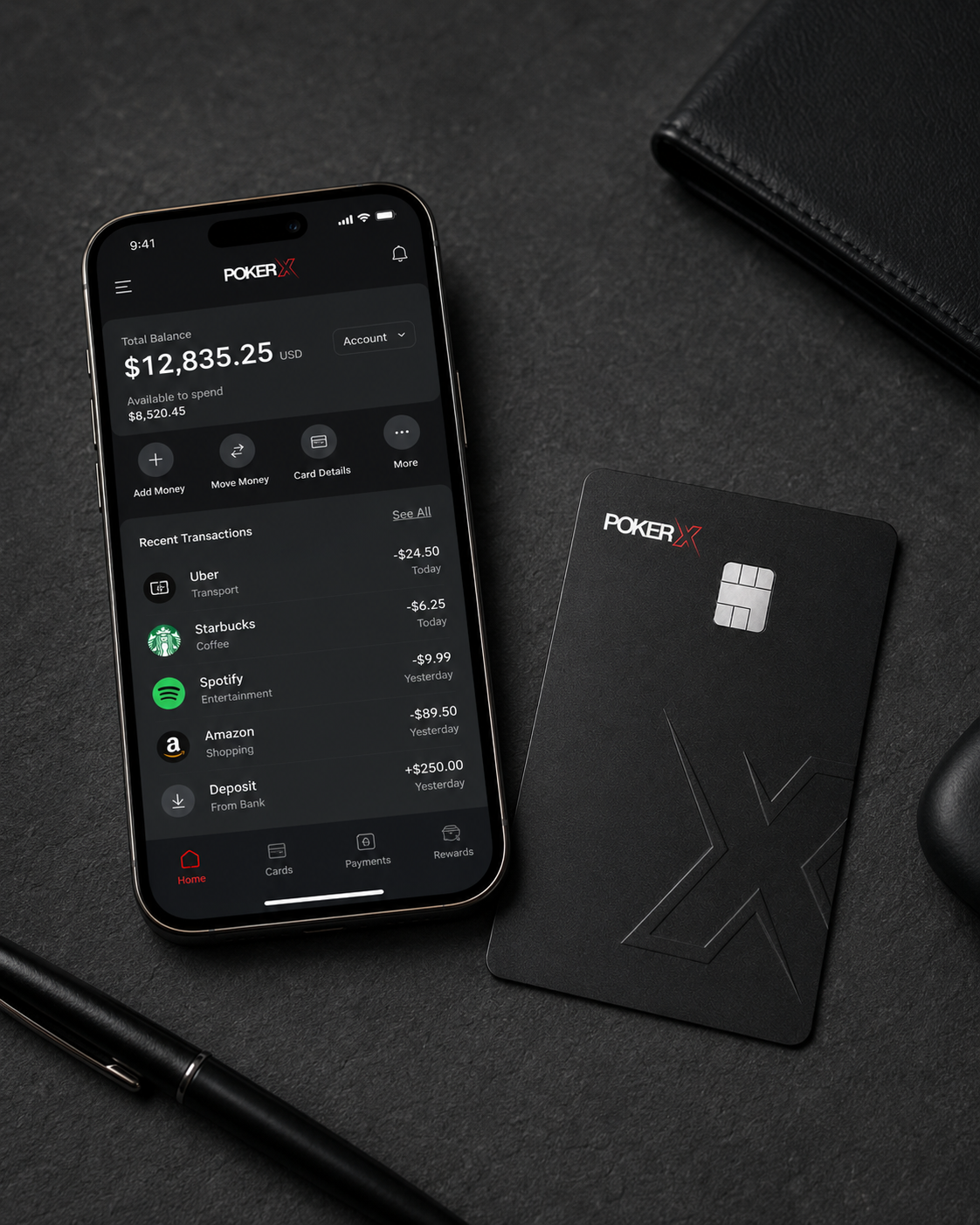 POKER X app and card — digital visibility